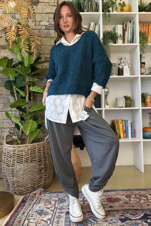 Hygge Boucle Slouch Knit Teal /23=
